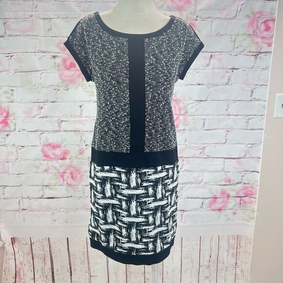 Ann Taylor nwt short sleeve mixed knit sheath dress size 4 - Picture 1 of 10